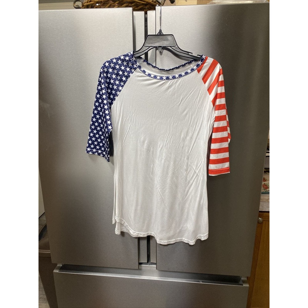 Styleword Top Womens Small Patriotic American Flag Light Weight Shirt